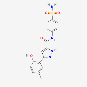 molecular formula C17H16N4O4S B14095613 5-(2-hydroxy-5-methylphenyl)-N-(4-sulfamoylphenyl)-1H-pyrazole-3-carboxamide 