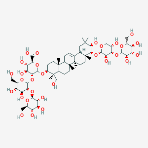 (2S,3S,4S,5R)-6-[[(3S,4S,6aR,6bS,8aR,9S,10R,12aS,14bR)-9-[(2S,3R,4S,5S)-3,5-dihydroxy-4-[(3R,4S,5S,6R)-3,4,5-trihydroxy-6-(hydroxymethyl)oxan-2-yl]oxyoxan-2-yl]oxy-10-hydroxy-4-(hydroxymethyl)-4,6a,6b,8a,11,11,14b-heptamethyl-1,2,3,4a,5,6,7,8,9,10,12,12a,14,14a-tetradecahydropicen-3-yl]oxy]-5-[(3R,4S,5S,6R)-4,5-dihydroxy-6-(hydroxymethyl)-3-[(2S,3R,4S,5S,6R)-3,4,5-trihydroxy-6-(hydroxymethyl)oxan-2-yl]oxyoxan-2-yl]oxy-3,4-dihydroxyoxane-2-carboxylic acid