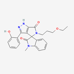 molecular formula C24H24N4O4 B14095653 5'-(3-ethoxypropyl)-3'-(2-hydroxyphenyl)-1-methyl-1'H-spiro[indole-3,4'-pyrrolo[3,4-c]pyrazole]-2,6'(1H,5'H)-dione 