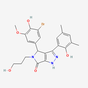 molecular formula C23H24BrN3O5 B14095702 4-(3-bromo-4-hydroxy-5-methoxyphenyl)-3-(2-hydroxy-3,5-dimethylphenyl)-5-(3-hydroxypropyl)-4,5-dihydropyrrolo[3,4-c]pyrazol-6(2H)-one 