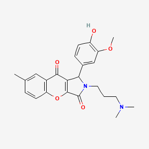 molecular formula C24H26N2O5 B14095796 2-[3-(Dimethylamino)propyl]-1-(4-hydroxy-3-methoxyphenyl)-7-methyl-1,2-dihydrochromeno[2,3-c]pyrrole-3,9-dione 