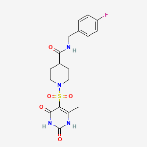 molecular formula C18H21FN4O5S B14095894 1-[(2,4-dihydroxy-6-methylpyrimidin-5-yl)sulfonyl]-N-(4-fluorobenzyl)piperidine-4-carboxamide 