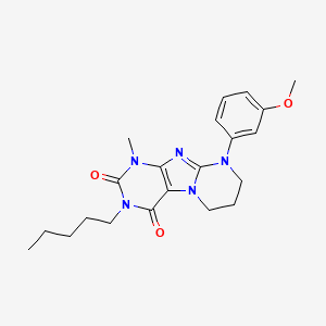 molecular formula C21H27N5O3 B14095948 9-(3-methoxyphenyl)-1-methyl-3-pentyl-7,8-dihydro-6H-purino[7,8-a]pyrimidine-2,4-dione 