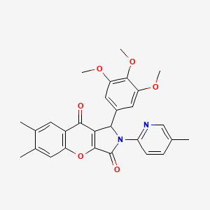 molecular formula C28H26N2O6 B14095971 6,7-Dimethyl-2-(5-methylpyridin-2-yl)-1-(3,4,5-trimethoxyphenyl)-1,2-dihydrochromeno[2,3-c]pyrrole-3,9-dione 