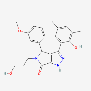 molecular formula C23H25N3O4 B14096037 3-(2-hydroxy-3,5-dimethylphenyl)-5-(3-hydroxypropyl)-4-(3-methoxyphenyl)-4,5-dihydropyrrolo[3,4-c]pyrazol-6(2H)-one 