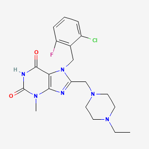 7-(2-chloro-6-fluorobenzyl)-8-[(4-ethylpiperazin-1-yl)methyl]-6-hydroxy-3-methyl-3,7-dihydro-2H-purin-2-one