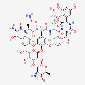 (1S,2R,18R,19R,22S,25R,40S)-19-amino-48-[(2S,3R)-3-[(2S,4S,5S,6S)-4-amino-5-hydroxy-4,6-dimethyloxan-2-yl]oxy-4,5-dihydroxy-6-(hydroxymethyl)oxan-2-yl]oxy-22-(2-amino-2-oxoethyl)-5,15-dichloro-2,18,32,35,37-pentahydroxy-20,23,26,42,44-pentaoxo-7,13-dioxa-21,24,27,41,43-pentazaoctacyclo[26.14.2.23,6.214,17.18,12.129,33.010,25.034,39]pentaconta-3,5,8,10,12(48),14,16,29(45),30,32,34(39),35,37,46,49-pentadecaene-40-carboxylic acid