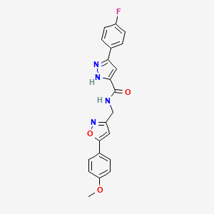 molecular formula C21H17FN4O3 B14096140 3-(4-fluorophenyl)-N-((5-(4-methoxyphenyl)isoxazol-3-yl)methyl)-1H-pyrazole-5-carboxamide 