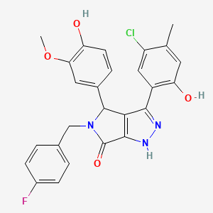 molecular formula C26H21ClFN3O4 B14096146 3-(5-chloro-2-hydroxy-4-methylphenyl)-5-(4-fluorobenzyl)-4-(4-hydroxy-3-methoxyphenyl)-4,5-dihydropyrrolo[3,4-c]pyrazol-6(2H)-one 