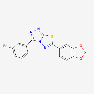 molecular formula C16H9BrN4O2S B14096172 6-(1,3-Benzodioxol-5-yl)-3-(3-bromophenyl)[1,2,4]triazolo[3,4-b][1,3,4]thiadiazole 