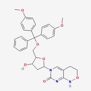 molecular formula C32H33N3O7 B14096183 6-[5-[[bis(4-methoxyphenyl)-phenylmethoxy]methyl]-4-hydroxyoxolan-2-yl]-3,4-dihydro-1H-pyrimido[4,5-c]oxazin-7-one 