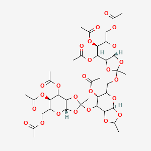 [(3aR,6S)-2-[[(3aS,6R)-6-acetyloxy-7-[[(3aS,6R)-6,7-diacetyloxy-5-(acetyloxymethyl)-2-methyl-5,6,7,7a-tetrahydro-3aH-[1,3]dioxolo[4,5-b]pyran-2-yl]oxy]-2-methyl-5,6,7,7a-tetrahydro-3aH-[1,3]dioxolo[4,5-b]pyran-5-yl]methoxy]-6,7-diacetyloxy-2-methyl-5,6,7,7a-tetrahydro-3aH-[1,3]dioxolo[4,5-b]pyran-5-yl]methyl acetate