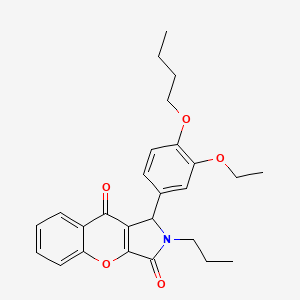 molecular formula C26H29NO5 B14096208 1-(4-Butoxy-3-ethoxyphenyl)-2-propyl-1,2-dihydrochromeno[2,3-c]pyrrole-3,9-dione 