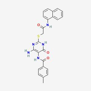 N-(4-amino-2-((2-(naphthalen-1-ylamino)-2-oxoethyl)thio)-6-oxo-1,6-dihydropyrimidin-5-yl)-4-methylbenzamide