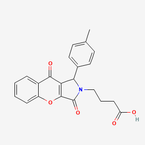 molecular formula C22H19NO5 B14096278 4-[1-(4-methylphenyl)-3,9-dioxo-3,9-dihydrochromeno[2,3-c]pyrrol-2(1H)-yl]butanoic acid 