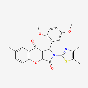 molecular formula C25H22N2O5S B14096303 1-(2,5-Dimethoxyphenyl)-2-(4,5-dimethyl-1,3-thiazol-2-yl)-7-methyl-1,2-dihydrochromeno[2,3-c]pyrrole-3,9-dione 