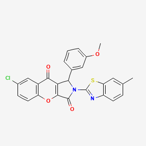 molecular formula C26H17ClN2O4S B14096330 7-Chloro-1-(3-methoxyphenyl)-2-(6-methyl-1,3-benzothiazol-2-yl)-1,2-dihydrochromeno[2,3-c]pyrrole-3,9-dione 