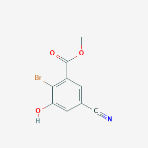 molecular formula C9H6BrNO3 B1409636 Methyl 2-bromo-5-cyano-3-hydroxybenzoate CAS No. 1805191-15-4