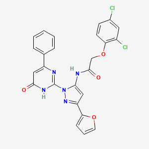 2-(2,4-dichlorophenoxy)-N-(3-(furan-2-yl)-1-(6-oxo-4-phenyl-1,6-dihydropyrimidin-2-yl)-1H-pyrazol-5-yl)acetamide