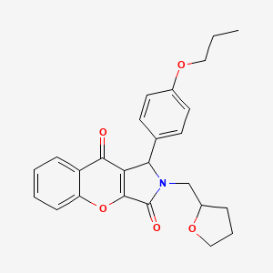 molecular formula C25H25NO5 B14096412 1-(4-Propoxyphenyl)-2-(tetrahydrofuran-2-ylmethyl)-1,2-dihydrochromeno[2,3-c]pyrrole-3,9-dione 