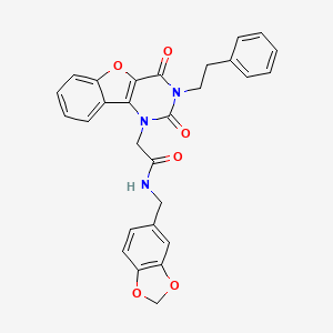 N-(1,3-benzodioxol-5-ylmethyl)-2-[2,4-dioxo-3-(2-phenylethyl)-3,4-dihydro[1]benzofuro[3,2-d]pyrimidin-1(2H)-yl]acetamide