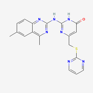 molecular formula C19H17N7OS B14096419 2-[(4,6-Dimethylquinazolin-2-yl)amino]-6-[(pyrimidin-2-ylsulfanyl)methyl]pyrimidin-4-ol 