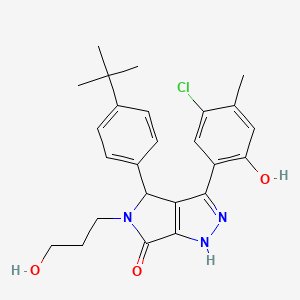 molecular formula C25H28ClN3O3 B14096425 4-(4-tert-butylphenyl)-3-(5-chloro-2-hydroxy-4-methylphenyl)-5-(3-hydroxypropyl)-4,5-dihydropyrrolo[3,4-c]pyrazol-6(2H)-one 