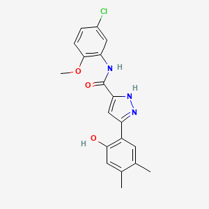 molecular formula C19H18ClN3O3 B14096439 N-(5-chloro-2-methoxyphenyl)-5-(2-hydroxy-4,5-dimethylphenyl)-1H-pyrazole-3-carboxamide 