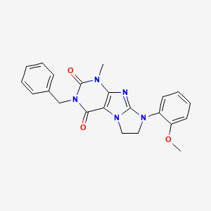 molecular formula C22H21N5O3 B14096492 3-benzyl-8-(2-methoxyphenyl)-1-methyl-7,8-dihydro-1H-imidazo[2,1-f]purine-2,4(3H,6H)-dione 