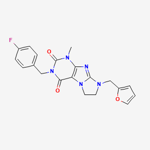 molecular formula C20H18FN5O3 B14096532 3-(4-fluorobenzyl)-8-(furan-2-ylmethyl)-1-methyl-7,8-dihydro-1H-imidazo[2,1-f]purine-2,4(3H,6H)-dione 