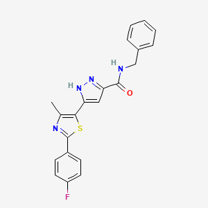 molecular formula C21H17FN4OS B14096547 N-benzyl-3-(2-(4-fluorophenyl)-4-methylthiazol-5-yl)-1H-pyrazole-5-carboxamide 