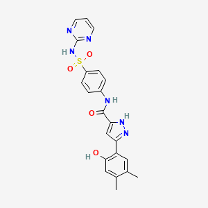 5-(2-hydroxy-4,5-dimethylphenyl)-N-[4-(pyrimidin-2-ylsulfamoyl)phenyl]-1H-pyrazole-3-carboxamide