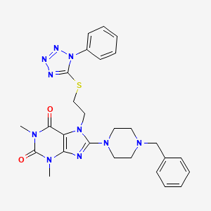 8-(4-Benzylpiperazin-1-yl)-1,3-dimethyl-7-[2-(1-phenyltetrazol-5-yl)sulfanylethyl]purine-2,6-dione