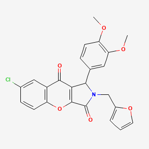 molecular formula C24H18ClNO6 B14096621 7-chloro-1-(3,4-dimethoxyphenyl)-2-(furan-2-ylmethyl)-1H-chromeno[2,3-c]pyrrole-3,9-dione 