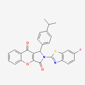 molecular formula C27H19FN2O3S B14096633 2-(6-Fluoro-1,3-benzothiazol-2-yl)-1-[4-(propan-2-yl)phenyl]-1,2-dihydrochromeno[2,3-c]pyrrole-3,9-dione 