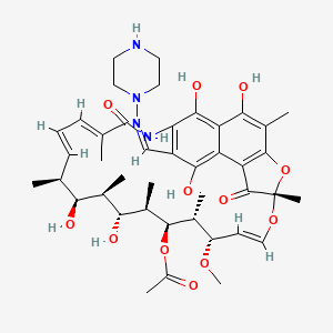 molecular formula C42H56N4O12 B14096672 Rifamycin, 3-[(1-piperazinylimino)methyl]- 