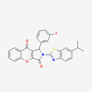 molecular formula C27H19FN2O3S B14096719 1-(3-Fluorophenyl)-2-[6-(propan-2-yl)-1,3-benzothiazol-2-yl]-1,2-dihydrochromeno[2,3-c]pyrrole-3,9-dione 