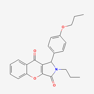 molecular formula C23H23NO4 B14096726 1-(4-Propoxyphenyl)-2-propyl-1,2-dihydrochromeno[2,3-c]pyrrole-3,9-dione 