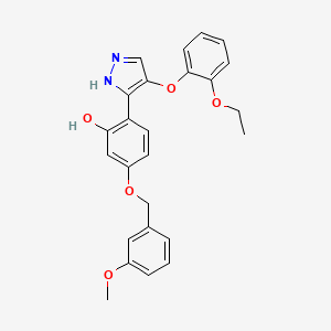 molecular formula C25H24N2O5 B14096760 2-[4-(2-ethoxyphenoxy)-1H-pyrazol-5-yl]-5-[(3-methoxybenzyl)oxy]phenol 