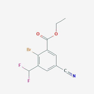 molecular formula C11H8BrF2NO2 B1409677 Ethyl 2-bromo-5-cyano-3-(difluoromethyl)benzoate CAS No. 1805592-27-1