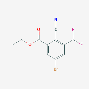 molecular formula C11H8BrF2NO2 B1409678 Ethyl 5-bromo-2-cyano-3-(difluoromethyl)benzoate CAS No. 1805130-99-7