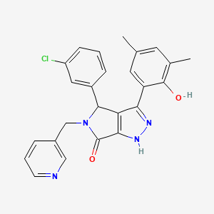 molecular formula C25H21ClN4O2 B14096790 4-(3-chlorophenyl)-3-(2-hydroxy-3,5-dimethylphenyl)-5-(pyridin-3-ylmethyl)-4,5-dihydropyrrolo[3,4-c]pyrazol-6(2H)-one 