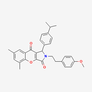 molecular formula C31H31NO4 B14096791 2-[2-(4-Methoxyphenyl)ethyl]-5,7-dimethyl-1-[4-(propan-2-yl)phenyl]-1,2-dihydrochromeno[2,3-c]pyrrole-3,9-dione 