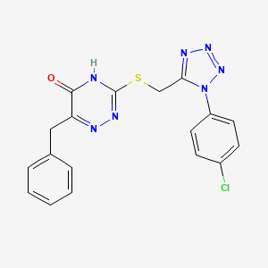 molecular formula C18H14ClN7OS B14096814 6-benzyl-3-({[1-(4-chlorophenyl)-1H-tetrazol-5-yl]methyl}sulfanyl)-1,2,4-triazin-5-ol 