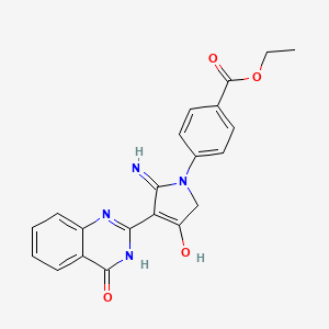 4-[5-amino-3-oxo-4-(4-oxo-1H-quinazolin-2-yl)-2H-pyrrol-1-yl]benzoic acid ethyl ester