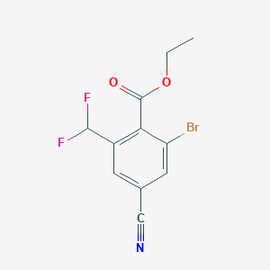 molecular formula C11H8BrF2NO2 B1409687 Ethyl 2-bromo-4-cyano-6-(difluoromethyl)benzoate CAS No. 1805018-89-6