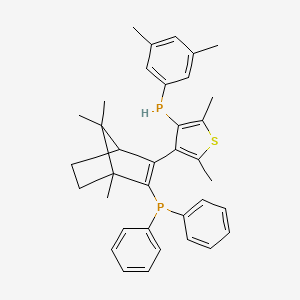 molecular formula C36H40P2S B14096896 [3-[4-(3,5-Dimethylphenyl)phosphanyl-2,5-dimethylthiophen-3-yl]-1,7,7-trimethyl-2-bicyclo[2.2.1]hept-2-enyl]-diphenylphosphane 