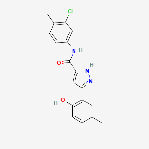 N-(3-chloro-4-methylphenyl)-5-(2-hydroxy-4,5-dimethylphenyl)-1H-pyrazole-3-carboxamide