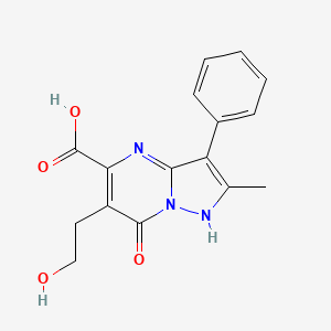 molecular formula C16H15N3O4 B14096923 7-Hydroxy-6-(2-hydroxyethyl)-2-methyl-3-phenylpyrazolo[1,5-a]pyrimidine-5-carboxylic acid 