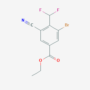 molecular formula C11H8BrF2NO2 B1409697 Ethyl 3-bromo-5-cyano-4-(difluoromethyl)benzoate CAS No. 1806060-51-4